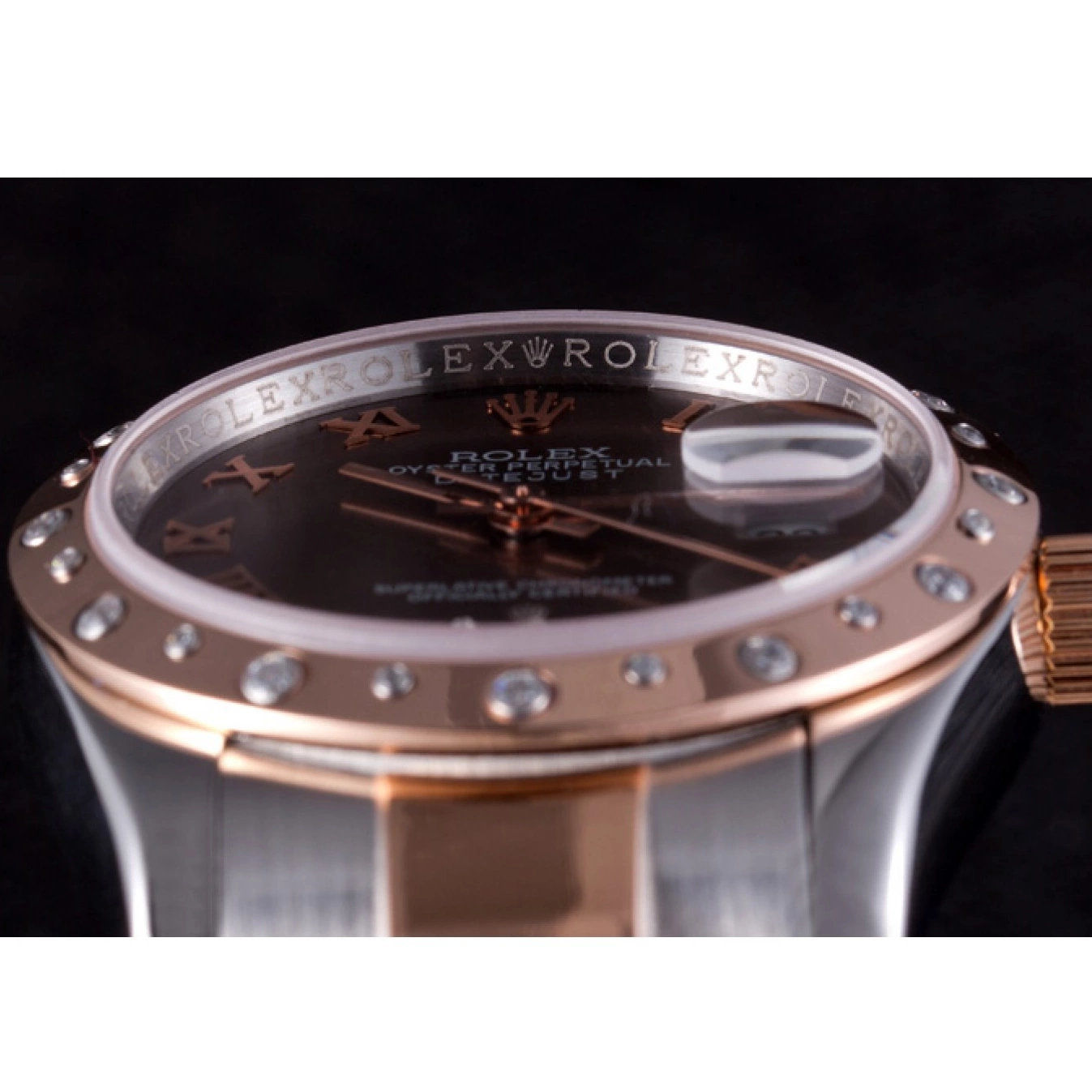 Aaa replica watch Brown Diamond Dial 7465 Rolex Bezel Datejust 0602